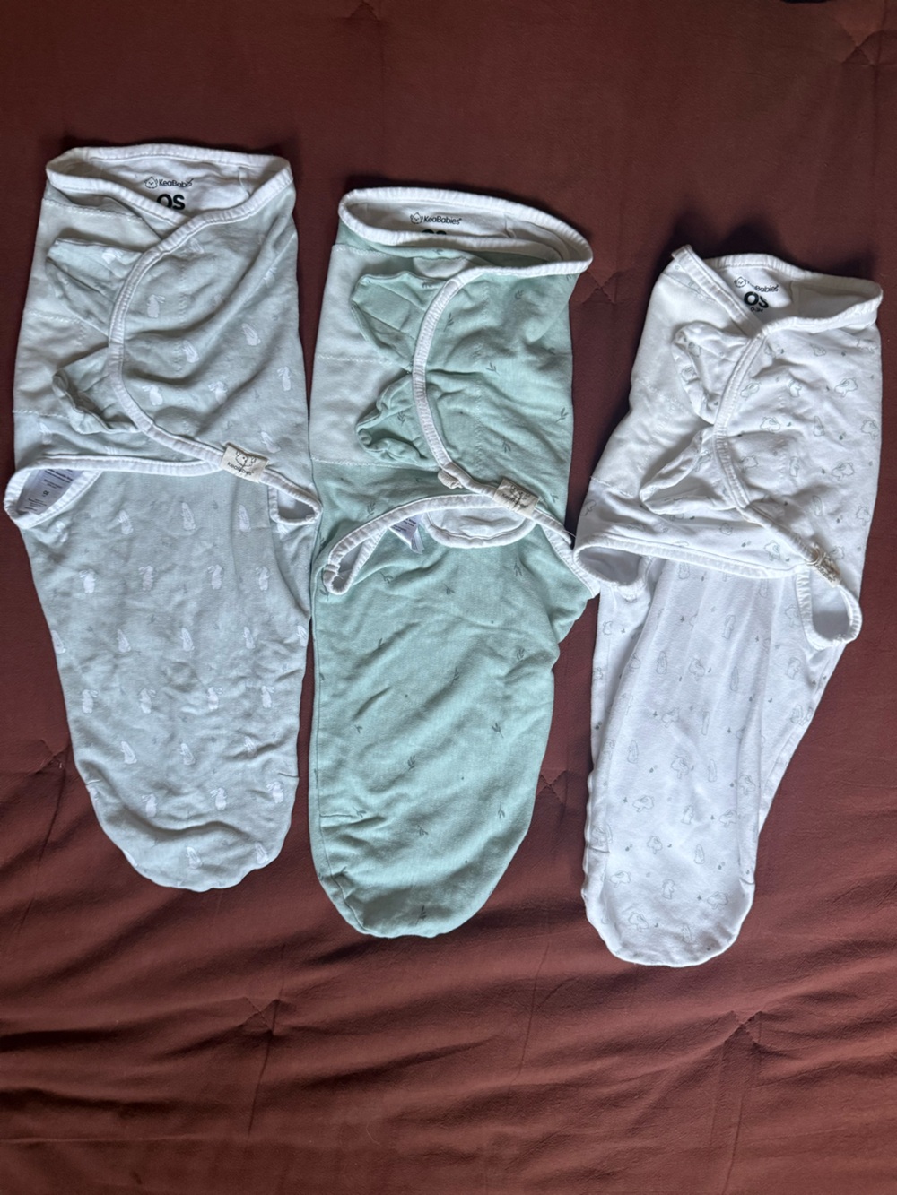 KeaBabies 3pk Organic Baby Swaddles for Newborns, 0.5 TOG, 0-3M